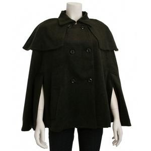 NEW RENEEC. women's double breasted cape in charcoal